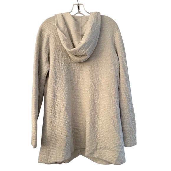 Eileen Fisher Organic Cotton Linen Slub Hooded Cardigan in Bone Cream White XS - Picture 10 of 10